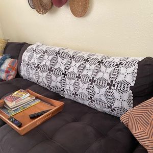 Vintage boho cottagecore crochet tablecloth couch cover